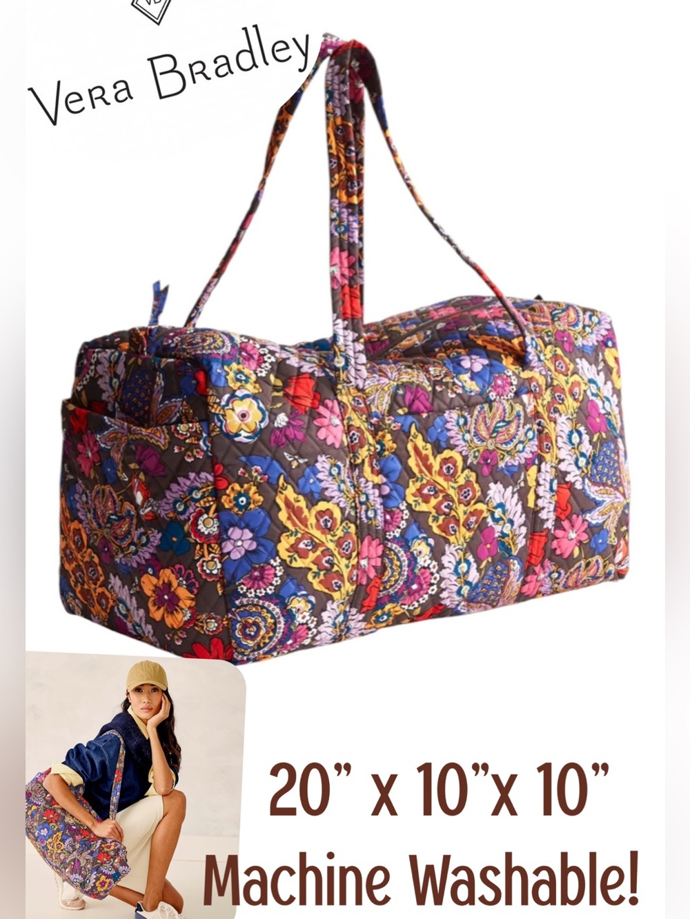 🌸Vera Bradley Duffel Premium Cotton